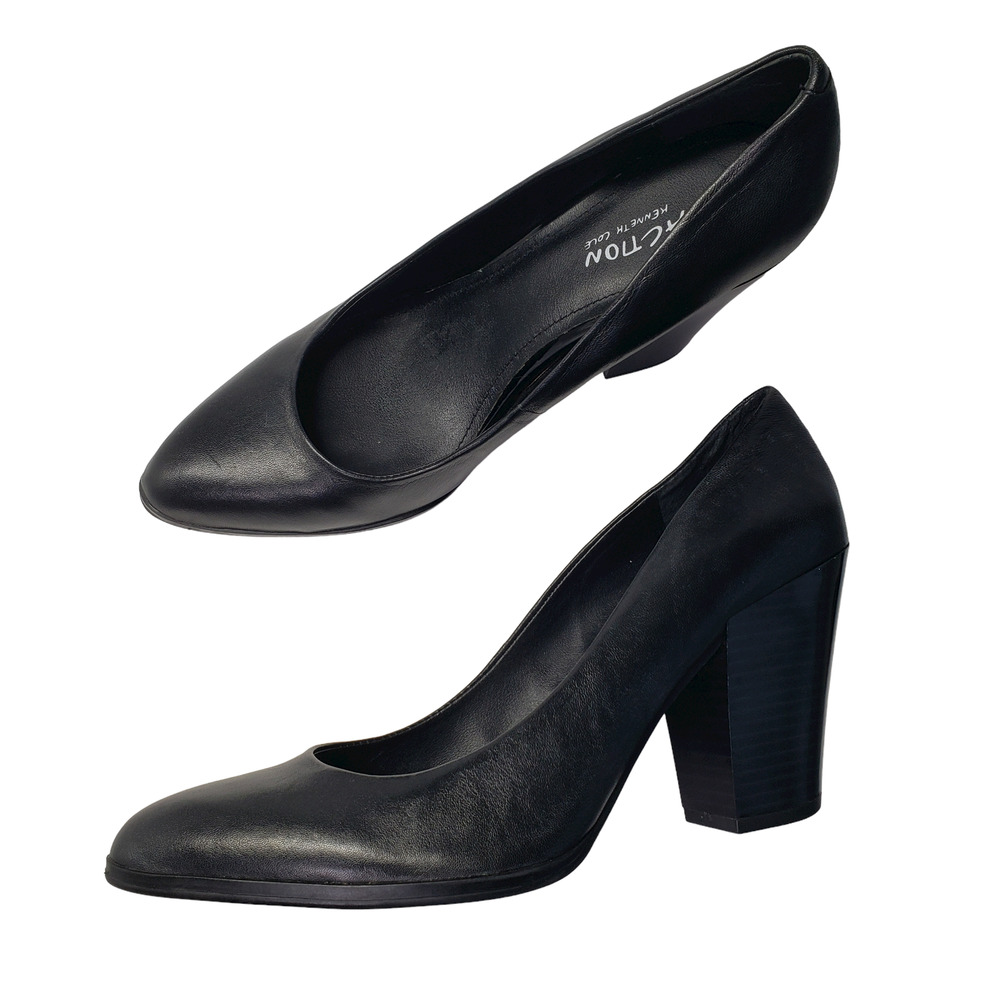 Kenneth Cole Reaction Black Leather Pump Heels